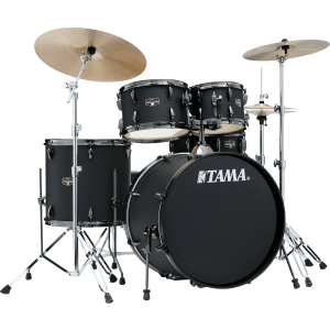 Tama Imperialstar IE52C 5-piece Complete Drum Set with Snare Drum and Meinl Cymbals - Blacked Out Black