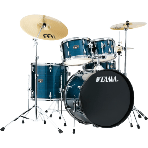 Tama Imperialstar IE52C 5-piece Complete Drum Set with Snare Drum and Meinl Cymbals - Hairline Blue