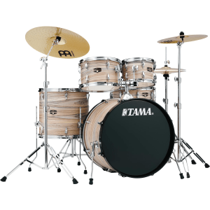 Tama Imperialstar IE52C 5-piece Complete Drum Set with Snare Drum and Meinl Cymbals - Natural Zebrawood Wrap