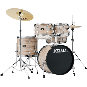 Tama Imperialstar IE58C 5-piece Complete Drum Set with Snare Drum and Meinl Cymbals - Natural Zebrawood Wrap