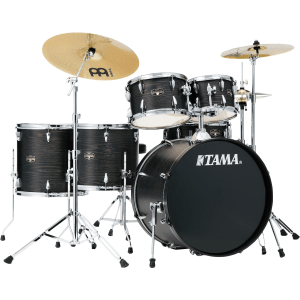 Tama Imperialstar IE62C 6-piece Complete Drum Set with Snare Drum and Meinl Cymbals - Black Oak Wrap