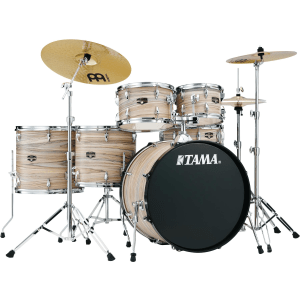 Tama Imperialstar IE62C 6-piece Complete Drum Set with Snare Drum and Meinl Cymbals - Natural Zebrawood Wrap
