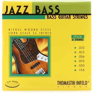 Thomastik-Infeld JF346 Jazz Flatwound Bass Guitar Strings - .033-.136 Long Scale 34" 6-string