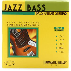 Thomastik-Infeld JF365 Jazz Flat Wound Bass Guitar Strings - .044-.136 Super Long Scale 36" 5-string