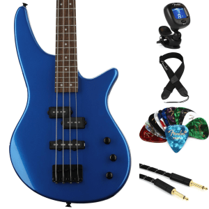 Jackson Spectra JS2 Bass Guitar Essentials Bundle - Metallic Blue