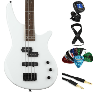 Jackson Spectra JS2 Bass Guitar Essentials Bundle - Snow White