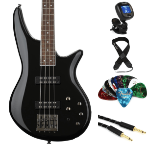 Jackson Spectra JS3 Bass Guitar Essentials Bundle - Gloss Black