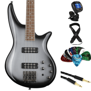 Jackson Spectra JS3 Bass Guitar Essentials Bundle - Silverburst