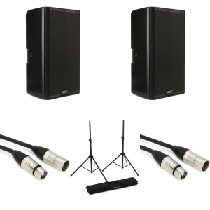 QSC K12.2 Powered Speaker Pair with Stands and Cables