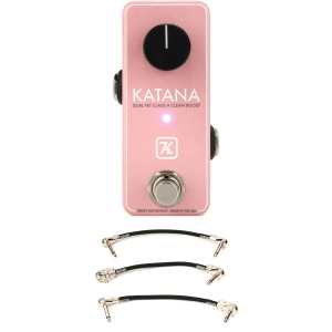 Keeley Mini Katana Clean Boost Pedal with Patch Cables - New Light Pink, Sweetwater Exclusive