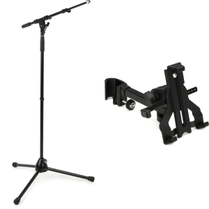 K&M 210/9 Telescoping Boom Microphone Stand and Tablet Holder Bundle