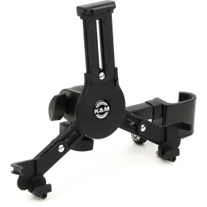 K&M 19791 Universal Tablet Holder - Clamp Mount for iPad/Tablet Height 222-334mm