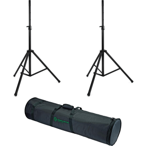 K&M 21471 Tripod Speaker Stand Pair with Carrying Case - Black
