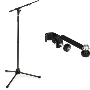 K&M 210/9 Telescoping Boom Microphone Stand and Clamp-on Mic Holder