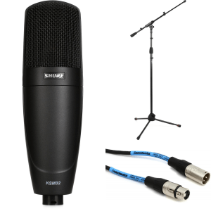 Shure KSM32 Large-diaphragm Condenser Microphone with Stand and Cable - Charcoal Gray