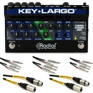 Radial Key-Largo Keyboard Mixer with Balanced DI Outs and Cables Bundle