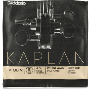 D'Addario K311GL Kaplan Violin E String - 4/4 Size Gold-plated with Loop-end