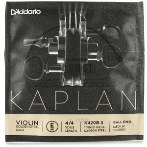 D'Addario K420B-3 Kaplan Violin E String - 4/4 Size, Steel with Ball-end