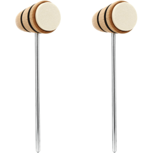 Low Boy Felt Daddy Bass Drum Beaters - Natural with Black Stripes (2 Pack)