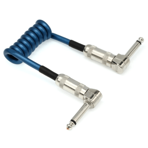 Lava Cable LCMNCMB Mini Coil Right Angle to Right Angle Instrument Cable - 6 inch Metallic Blue