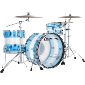 Ludwig 50th-anniversary Vistalite Pro Beat 3-piece Shell Pack - Pattern "A" (Blue/Clear/Blue)
