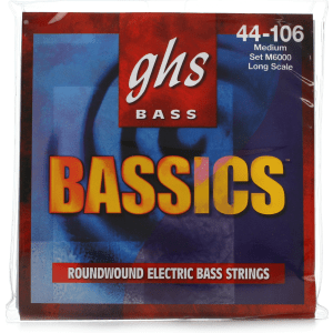 GHS M6000 Bassics Roundwound Electric Bass Guitar Strings - .044-.106 Medium Long Scale