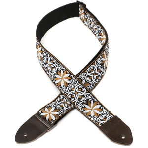 Levy's M8HTV Jacquard Weave Guitar Strap - Yellow and White Motif