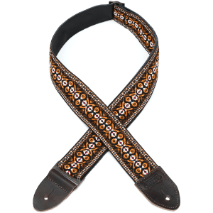 Levy's M8 2 inch Jacquard Weave '60s Hootenanny Guitar Strap - Orange and Brown Jacquard