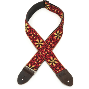 Levy's M8HTV Jacquard Weave Guitar Strap - Red and Gold Motif