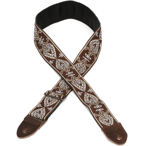 Levy's M8HTV Jacquard Weave Guitar Strap - Brown and White Motif
