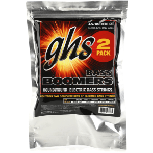 GHS ML3024-2 Bass Boomers Roundwound Electric Bass Guitar Strings - .045-.100 Medium Light Long Scale (2-pack)