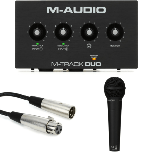 M-Audio M-Track Duo USB Audio Interface with Behringer XM8500 Cardioid Dynamic Vocal Microphone