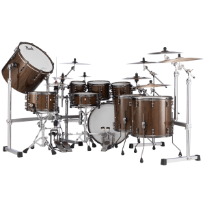 Pearl Masterworks Urban Exotic 9-piece Shell Pack with Snare Drums - Brown Lacquer over Zebrawood