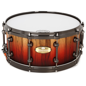 Pearl Masterworks Studio Snare Drum - 6.5 x 14 inch - Natural to Deep Red/Black Fade
