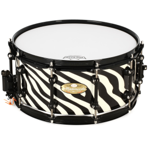 Pearl Masterworks Urban Snare Drum - 6.5 inch x 14 inch, Zebra Print over White Sparkle