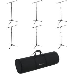 Gator Frameworks GFW-MIC-2020 6 Tripod Mic Stands with Boom 6 Pack with Padded Bag