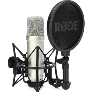 Rode NT1 5th Generation Condenser Microphone with SM6 Shockmount and Pop Filter - Silver