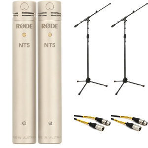 Rode NT5 - Matched Pair Compact Condenser Microphones Bundle with Stands and Cables
