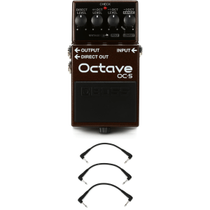 Boss OC-5 Octave Pedal with 3 Patch Cables