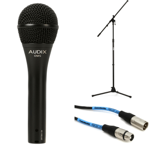 Audix OM5 Hypercardioid Dynamic Microphone Bundle with Stand and Cable