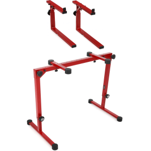 K&M 18820 Omega Pro Keyboard Stand and 2nd Tier Bundle - Ruby Red