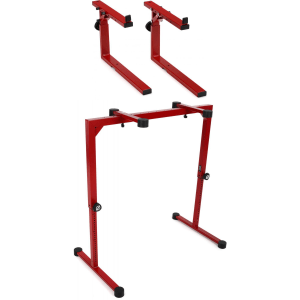 K&M 18810 Omega Table-Style Keyboard Stand, 2 TIer Bundle- Ruby Red
