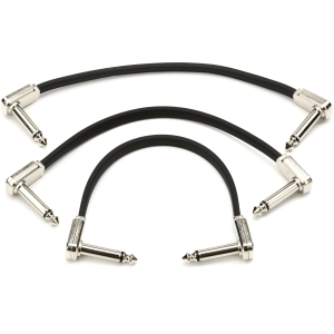 Ernie Ball P06221 Flat Ribbon Pedalboard Patch Cable - Right Angle to Right Angle - 6-inch (3-pack)