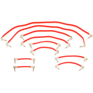 Ernie Ball P06404 Flat Ribbon Pedalboard Patch Cable - Right Angle to Right Angle - Multipack Red