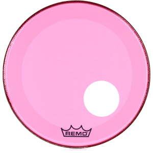 Remo Powerstroke P3 Colortone Pink Bass Drumhead - 20 inch - with Port Hole