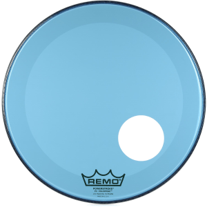 Remo Powerstroke P3 Colortone Blue Bass Drumhead - 22 inch - with Port Hole