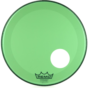 Remo Powerstroke P3 Colortone Green Bass Drumhead - 22 inch - with Port Hole