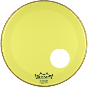 Remo Powerstroke P3 Colortone Yellow Bass Drumhead - 22 inch - with Port Hole