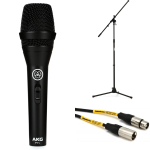AKG Perception P3 S Cardioid Dynamic Vocal Microphone with On/Off Switch, Stand and Cable
