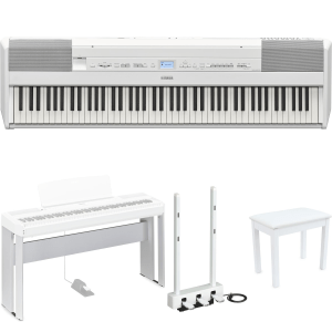 Yamaha P-525 88-key Digital Piano with Speakers Home Bundle - White
